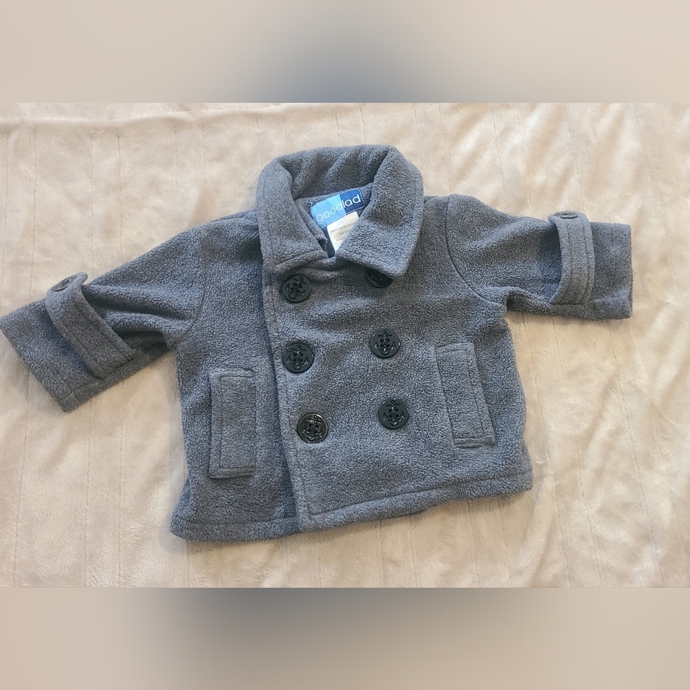 Good Lad Gray Pea Coat Double-Breasted Fleece
